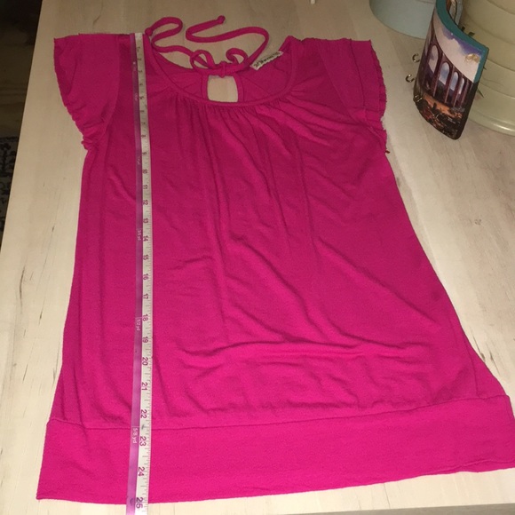 FOREVER USA made vintage Hot pink 100% Modal SOFT Back Tie banded waist tunic S - Picture 9 of 17